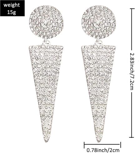 KaFu Simple Big Triangle Crystal Bridal Chandelier Drop Dangle Earrings Elegant Rhinestone Bridal Dangling Studs Earring Wedding Jewelry Gift for Women Girls in Saudi Arabia