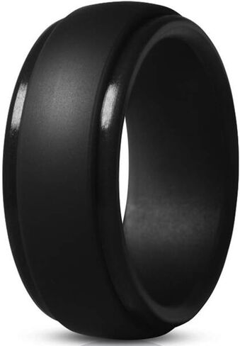 Jude Jewelers 8mm Matte Brushed Step Edge Silicone Wedding Band Ring in Saudi Arabia