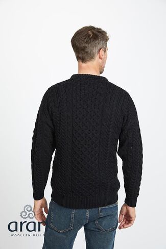 سترة Carraig Donn للرجال من Aran سترة صوف ميرينو 100% بلوفر صياد السمك برقبة دائرية in Kuwait