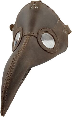 Hide & Play, Adjustable Plague Mask Handmade from Full Grain Leather - Costumes Dress for Men & Women - Ideal for Cosplay, Halloween, Performances, Films, Shows & Concerts - Bourbon Brown in Kuwait
