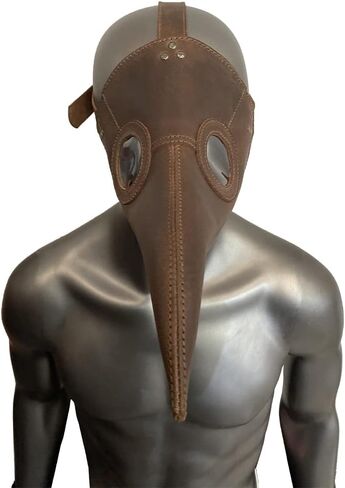 Hide & Play, Adjustable Plague Mask Handmade from Full Grain Leather - Costumes Dress for Men & Women - Ideal for Cosplay, Halloween, Performances, Films, Shows & Concerts - Bourbon Brown in Kuwait