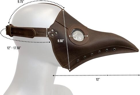 Hide & Play, Adjustable Plague Mask Handmade from Full Grain Leather - Costumes Dress for Men & Women - Ideal for Cosplay, Halloween, Performances, Films, Shows & Concerts - Bourbon Brown in Kuwait