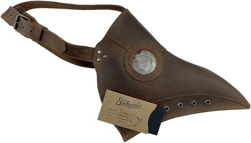 Hide & Play, Adjustable Plague Mask Handmade from Full Grain Leather - Costumes Dress for Men & Women - Ideal for Cosplay, Halloween, Performances, Films, Shows & Concerts - Bourbon Brown in Kuwait
