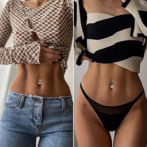 Subiceto 10 قطع من حلقات زر البطن الفولاذية الجراحية للنساء مطلية بالذهب متدلية للبطن متدلية لطيفة على شكل ثعبان تشيكوسلوفاكيا على شكل فراشة السرة in Kuwait