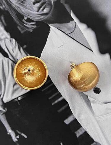 Chunky Gold Stud Earrings for Women 14K Gold Plated 925 Sterling Silver Brushed Half Ball Stud Earrings in Saudi Arabia