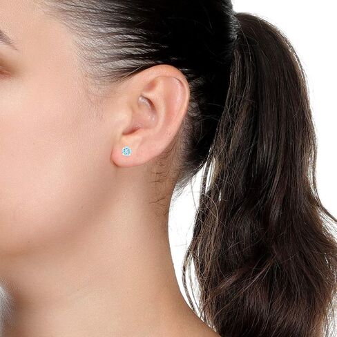 0.20 to 0.70 Carat Round Gemstone Stud Earrings for Women in 14k Yellow or White Gold 4 mm Birthstone Post with Friction Back I Push Back Studs by Lavari Jewelers in Saudi Arabia