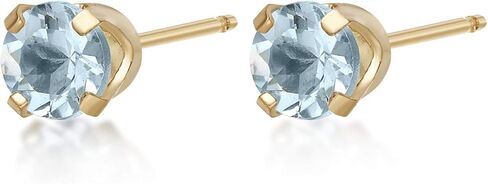 0.20 to 0.70 Carat Round Gemstone Stud Earrings for Women in 14k Yellow or White Gold 4 mm Birthstone Post with Friction Back I Push Back Studs by Lavari Jewelers in Saudi Arabia