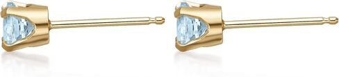0.20 to 0.70 Carat Round Gemstone Stud Earrings for Women in 14k Yellow or White Gold 4 mm Birthstone Post with Friction Back I Push Back Studs by Lavari Jewelers in Saudi Arabia
