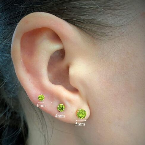0.20 to 0.70 Carat Round Gemstone Stud Earrings for Women in 14k Yellow or White Gold 4 mm Birthstone Post with Friction Back I Push Back Studs by Lavari Jewelers in Saudi Arabia