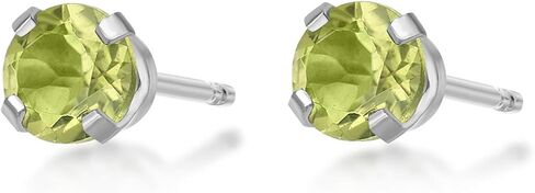 0.20 to 0.70 Carat Round Gemstone Stud Earrings for Women in 14k Yellow or White Gold 4 mm Birthstone Post with Friction Back I Push Back Studs by Lavari Jewelers in Saudi Arabia