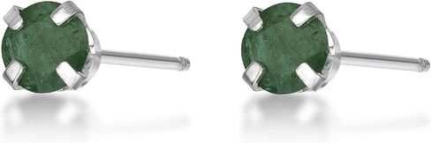 0.20 to 0.70 Carat Round Gemstone Stud Earrings for Women in 14k Yellow or White Gold 4 mm Birthstone Post with Friction Back I Push Back Studs by Lavari Jewelers in Saudi Arabia