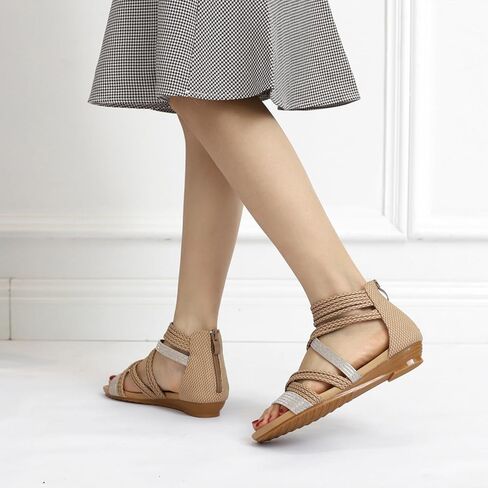 WOJWSKI Women's Flat Sandal Flip Flops Open Toe Strap Zipper Back Flatform Wedge Sandals Beach Summer Shoes in Kuwait