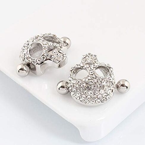 WOWOHE Nipple Rings for Women Stainless Steel Nipple Piercings 3D Skull Nipple Jewelry a Pair in Saudi Arabia