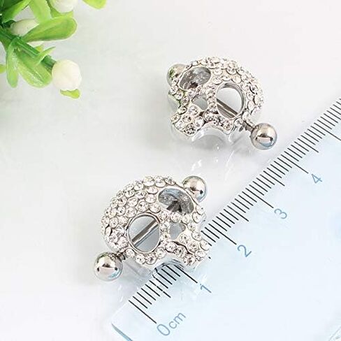 WOWOHE Nipple Rings for Women Stainless Steel Nipple Piercings 3D Skull Nipple Jewelry a Pair in Saudi Arabia