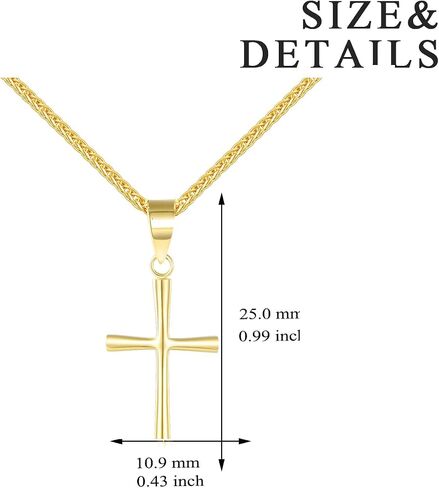 SISGEM 18k Gold Wheat Chain and Cross Pendant Necklace for Women, Small Religious Jewelry Gifts for Her, 18 Inch in Saudi Arabia