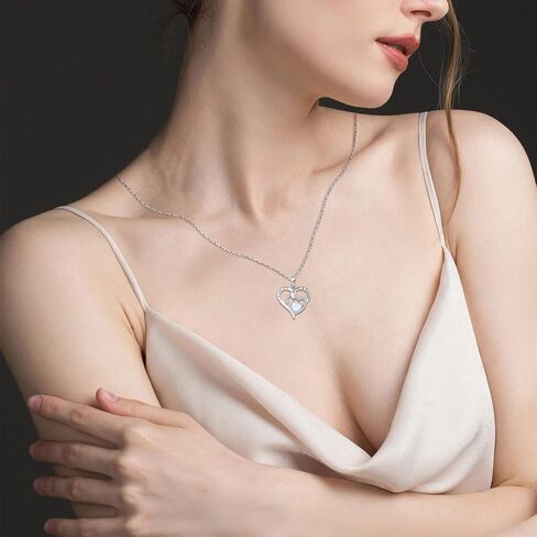 OSKINIA النساء 925 الفضة الاسترليني القلب النار أوبال جوهرة الميلاد قلادة 3A تشيكوسلوفاكيا محفورة مع أنا أحبك دائما وإلى الأبد قلادة قلادة هدايا مجوهرات للأم الفتيات الجدة حفيدة صديقة زوجة in Kuwait
