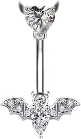 MIFYNN Stainless Steel Belly Button Ring Bat Belly Button Ring Butterfly Belly Button Ring 14G Surgical Steel Navel Ring Belly Piercing Jewelry Halloween Body Jewelry Gift for Women in Saudi Arabia