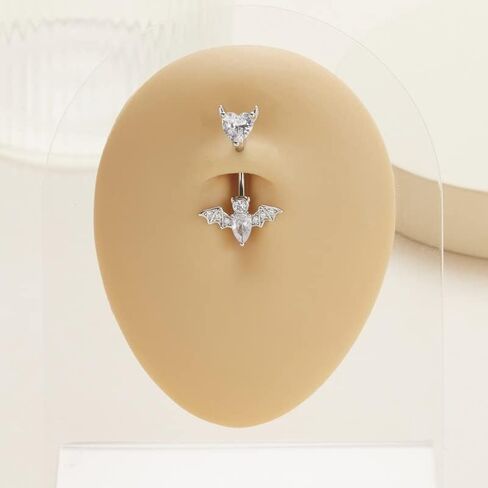 MIFYNN Stainless Steel Belly Button Ring Bat Belly Button Ring Butterfly Belly Button Ring 14G Surgical Steel Navel Ring Belly Piercing Jewelry Halloween Body Jewelry Gift for Women in Saudi Arabia
