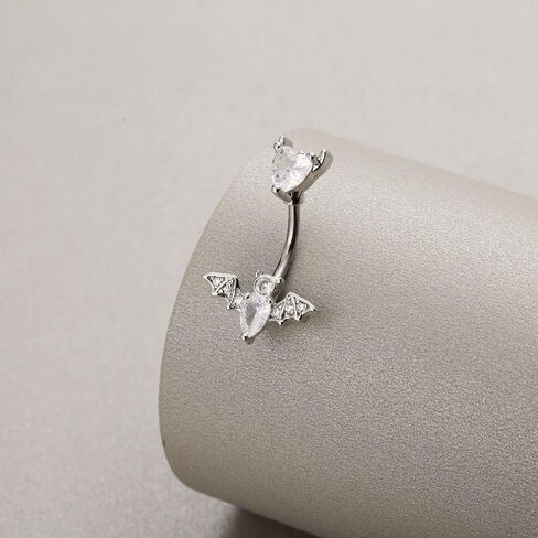 MIFYNN Stainless Steel Belly Button Ring Bat Belly Button Ring Butterfly Belly Button Ring 14G Surgical Steel Navel Ring Belly Piercing Jewelry Halloween Body Jewelry Gift for Women in Saudi Arabia