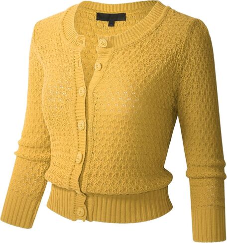 سترة نسائية من الكروشيه بأكمام 3/4 وأزرار سفلية (S-3XL) in Kuwait