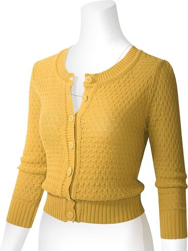 سترة نسائية من الكروشيه بأكمام 3/4 وأزرار سفلية (S-3XL) in Kuwait