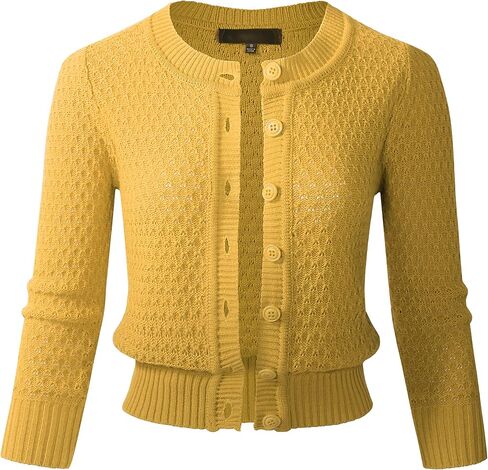 سترة نسائية من الكروشيه بأكمام 3/4 وأزرار سفلية (S-3XL) in Kuwait