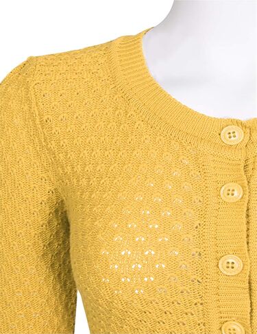 سترة نسائية من الكروشيه بأكمام 3/4 وأزرار سفلية (S-3XL) in Kuwait