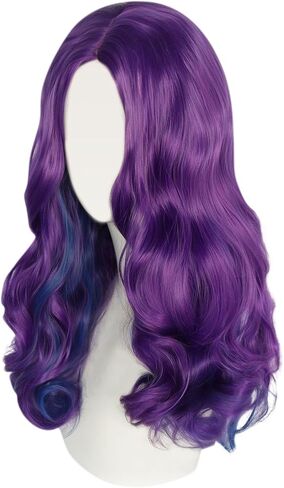 Anogol Wig Cap+Long Natural Wavy Purple Wig for Women Comic Synthetic Wig For Women Girls Men Boys Dress Up Wig For Anime Cartoon Costume Party Wig For Halloween Christmas Cosplay Wig in Saudi Arabia