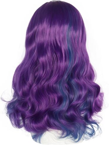 Anogol Wig Cap+Long Natural Wavy Purple Wig for Women Comic Synthetic Wig For Women Girls Men Boys Dress Up Wig For Anime Cartoon Costume Party Wig For Halloween Christmas Cosplay Wig in Saudi Arabia