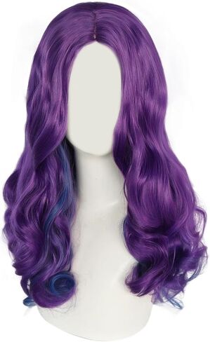 Anogol Wig Cap+Long Natural Wavy Purple Wig for Women Comic Synthetic Wig For Women Girls Men Boys Dress Up Wig For Anime Cartoon Costume Party Wig For Halloween Christmas Cosplay Wig in Saudi Arabia