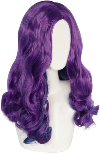 Anogol Wig Cap+Long Natural Wavy Purple Wig for Women Comic Synthetic Wig For Women Girls Men Boys Dress Up Wig For Anime Cartoon Costume Party Wig For Halloween Christmas Cosplay Wig in Saudi Arabia
