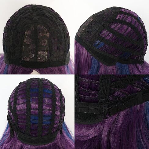 Anogol Wig Cap+Long Natural Wavy Purple Wig for Women Comic Synthetic Wig For Women Girls Men Boys Dress Up Wig For Anime Cartoon Costume Party Wig For Halloween Christmas Cosplay Wig in Saudi Arabia