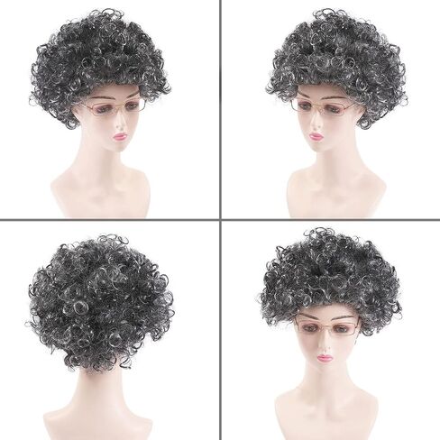 شعر مستعار للسيدات العجوز من Tibeha، مجموعة شعر مستعار لأطفال المدارس لمدة 100 يوم مع بكرات شعر ونظارات (8 قطع) in Kuwait