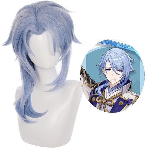 MoeLoli Xingqiu Cosplay wig for Genshin Impact Short Green Costume Hair Wig Anime Synthetic Hair Wigs with Bangs Halloween wig (Xingqiu) in Saudi Arabia