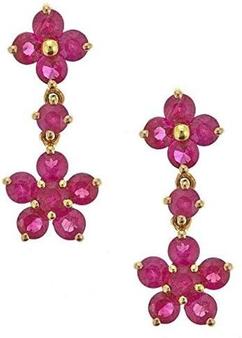 Gin & Grace 14K Yellow Gold Genuine Ruby Drop Dangle Earring for Women in Saudi Arabia