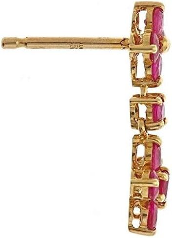 Gin & Grace 14K Yellow Gold Genuine Ruby Drop Dangle Earring for Women in Saudi Arabia