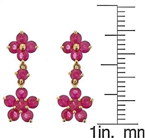 Gin & Grace 14K Yellow Gold Genuine Ruby Drop Dangle Earring for Women in Saudi Arabia