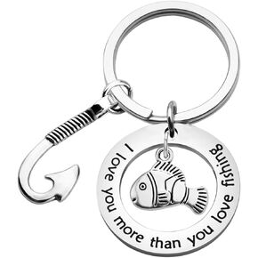 MYOSPARK I Love You More Than You Love Fishing Keychain Fisherman Gift Birthday Christmas Valentines's Day Gift