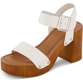 Dunes Women's Peru Faux Wood Sandal +Comfort Foam & LiteSole Technology, Wide Widths Available
