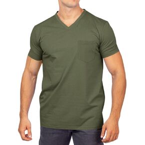 Runcati Mens Short Sleeve T-Shirts Casual Summer Beach Cotton V Neck Tee Tops with Pocket