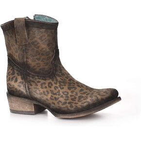CORRAL Women's Western Boot Leopard Print in Goat Leather with Zipper Brown in Kuwait