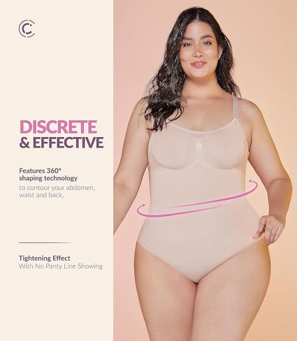 CURVEEZ Bodysuit for Women Tummy & FUPA Control Shapewear Seamless Sculpting Thong Full Bust Body Shaper Compression Tank Top in Saudi Arabia