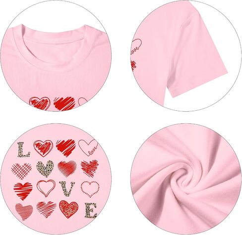 Valentine Day Shirt Women Leopard Love Heart Print T-Shirt Teachers Valentines Short Sleeve Tee Tops in Saudi Arabia