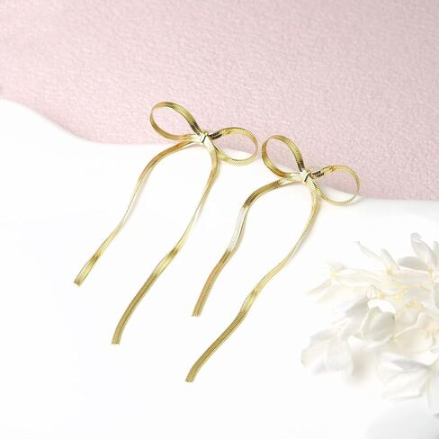 سلسلة طويلة القوس أقراط تتدلى قطرة شرابة الأقراط للنساء الفتيات بيان الشريط هامش شلال تتدلى الأزياء والمجوهرات هدية in Kuwait