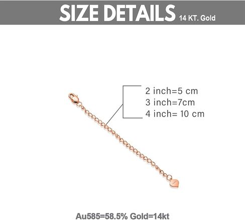 SISGEM 14K Real Gold 2/3/4 Inch Necklace Chain Extender with Lobster Claw Clasp, Dainty Durable Strong Removable Chain Extender for Gold Necklace Bracelet Anklet Jewelry in Saudi Arabia