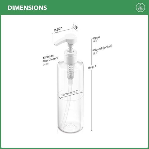 زجاجات مضخة للشامبو 16 أونصة وخالية من البيسفينول A، أسطوانة بلاستيكية (PETE1) مع مضخات إغلاق in Kuwait