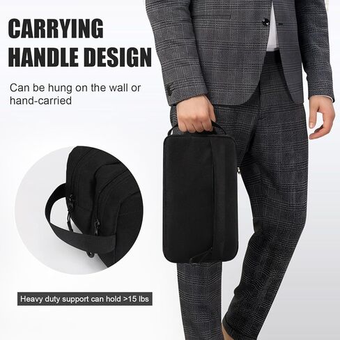 emissary Travel Toiletry Bag for Men, Water Resistant Travel Bathroom Bag Men's Shaving Kit, Dopp Kit for Men, Waterproof Toiletry Bag, Shaving Bag, Hygiene Bag, Mens Toiletry Travel Bag - Black in Kuwait