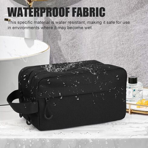 emissary Travel Toiletry Bag for Men, Water Resistant Travel Bathroom Bag Men's Shaving Kit, Dopp Kit for Men, Waterproof Toiletry Bag, Shaving Bag, Hygiene Bag, Mens Toiletry Travel Bag - Black in Kuwait