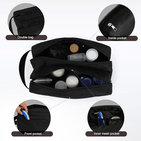 emissary Travel Toiletry Bag for Men, Water Resistant Travel Bathroom Bag Men's Shaving Kit, Dopp Kit for Men, Waterproof Toiletry Bag, Shaving Bag, Hygiene Bag, Mens Toiletry Travel Bag - Black in Kuwait