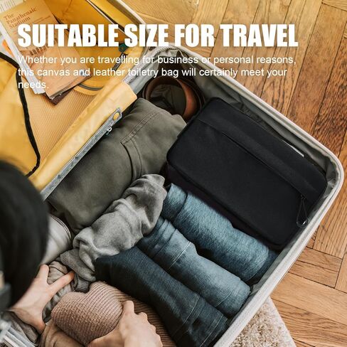 emissary Travel Toiletry Bag for Men, Water Resistant Travel Bathroom Bag Men's Shaving Kit, Dopp Kit for Men, Waterproof Toiletry Bag, Shaving Bag, Hygiene Bag, Mens Toiletry Travel Bag - Black in Kuwait